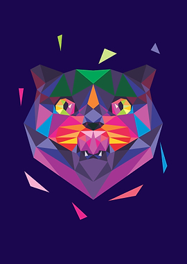 Cat in Lowpoly Popart