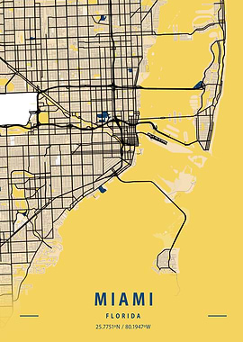 Miami Yellow City Map