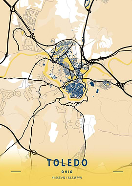Toledo Yellow City Map