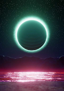 The sunset synth wave art