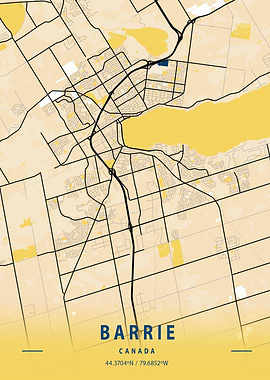 Barrie Yellow City Map