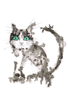 Black wet ink cat