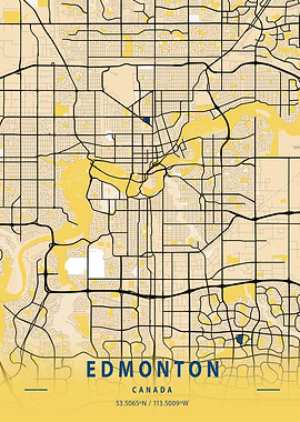 Edmonton Yellow City Map