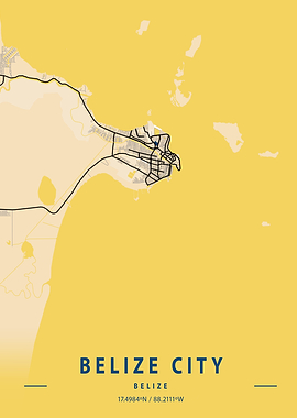 Belize City Yellow Map