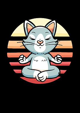 Cataste Namaste Cat retro