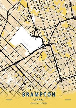 Brampton Yellow City Map
