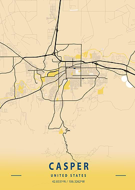 Casper Yellow City Map
