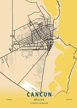 Cancun Yellow City Map