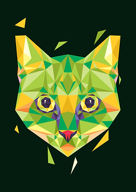 Cat in Lowpoly Popart
