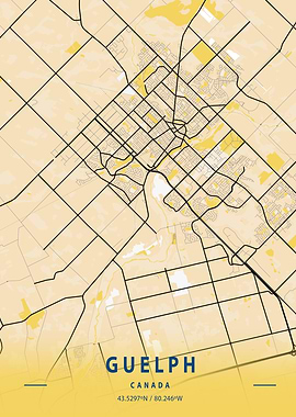 Guelph Yellow City Map