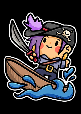 surfing pirate fun skull C