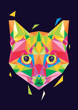 Cat in Lowpoly Popart