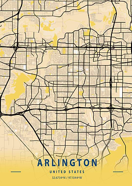 Arlington Yellow City Map