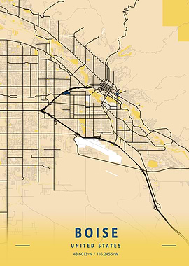 Boise Yellow City Map