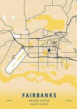 Fairbanks Yellow City Map