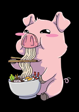 Pig Ramen Noodles Kawaii C