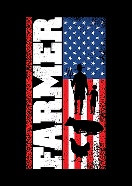 Farmer American Flag Cow
