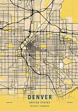 Denver Yellow City Map