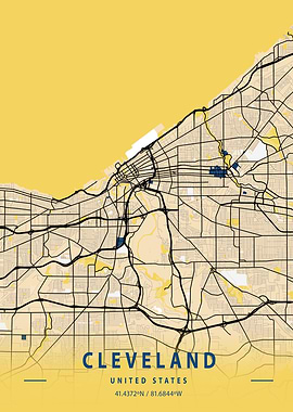 Cleveland Yellow City Map