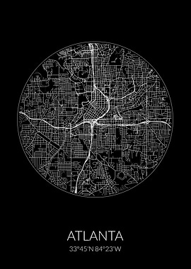 Atlanta City Map Black
