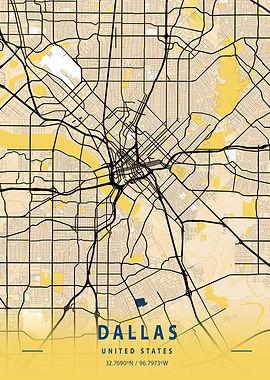 Dallas Yellow City Map