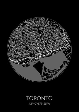 Toronto City Map Black