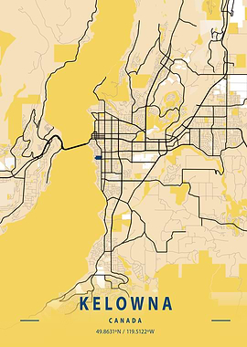 Kelowna Yellow City Map