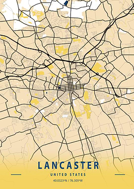 Lancaster Yellow City Map