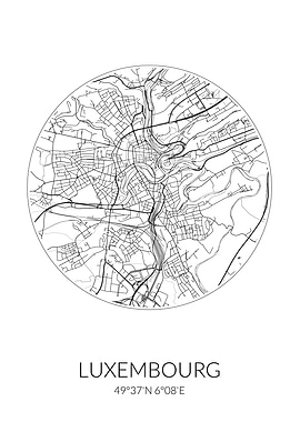 Luxembourg City Map White