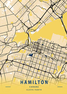Hamilton Yellow City Map