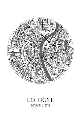 Cologne City Map White
