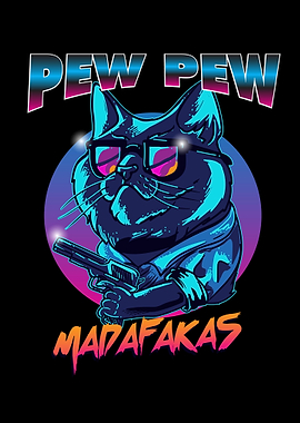 Cat Pew in retro style