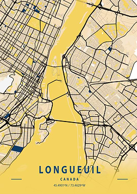 Longueuil Yellow City Map