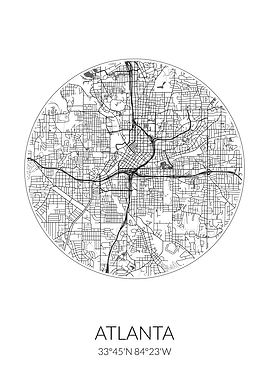 Atlanta City Map White