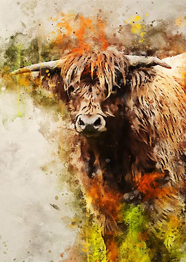 Inquisitive Highland cow