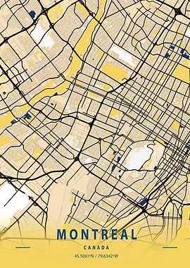 Montreal Yellow City Map