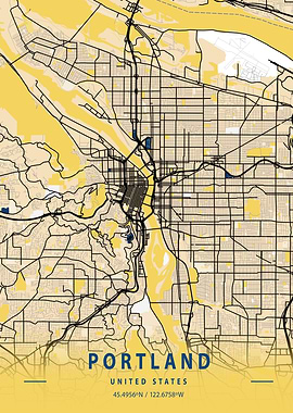 Portland Yellow City Map