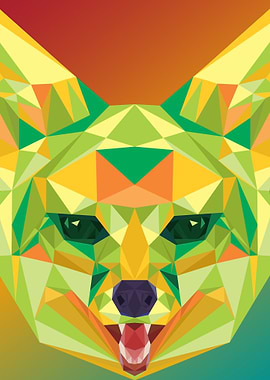 Fox in Lowpoly Art
