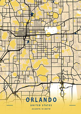 Orlando Yellow City Map