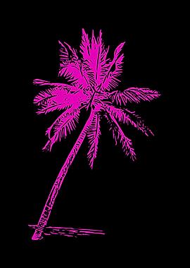 Pink Palm Tree Surfing