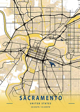 Sacramento Yellow City Map