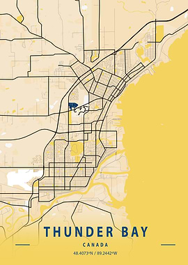 Thunder Bay Yellow Map