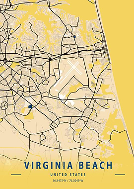 Virginia Beach Yellow Map
