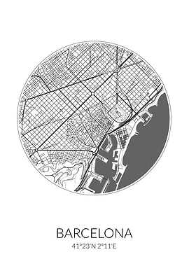Barcelona City Map White