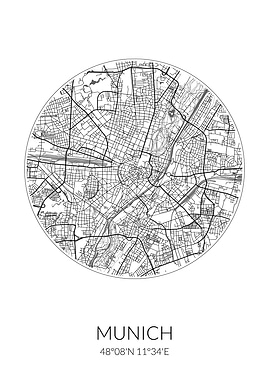 Munich City Map White