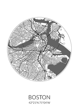 Boston City Map White