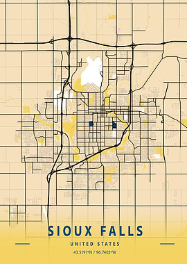 Sioux Falls Yellow Map