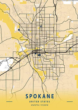 Spokane Yellow City Map