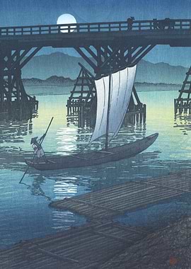 Asahi Bridge At Moonlight