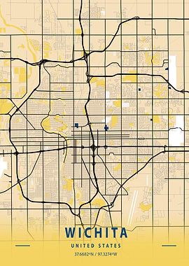 Wichita Yellow City Map